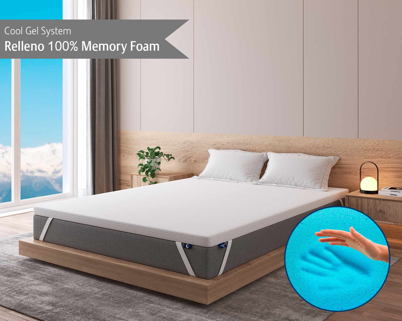 Foto 2 | Memory Dream, Colchoneta Matrimonial Sobrecolchón Con Tejido De Bamboo,memory Foam De 5 Cm, Con Funda Lavable