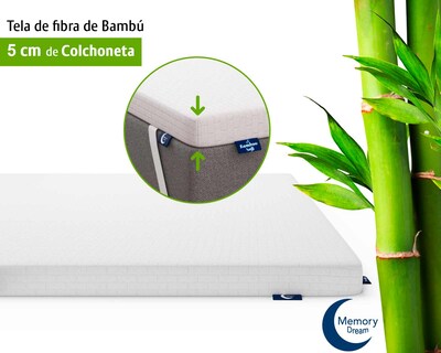 Foto 3 | Memory Dream, Colchoneta Matrimonial Sobrecolchón Con Tejido De Bamboo,memory Foam De 5 Cm, Con Funda Lavable