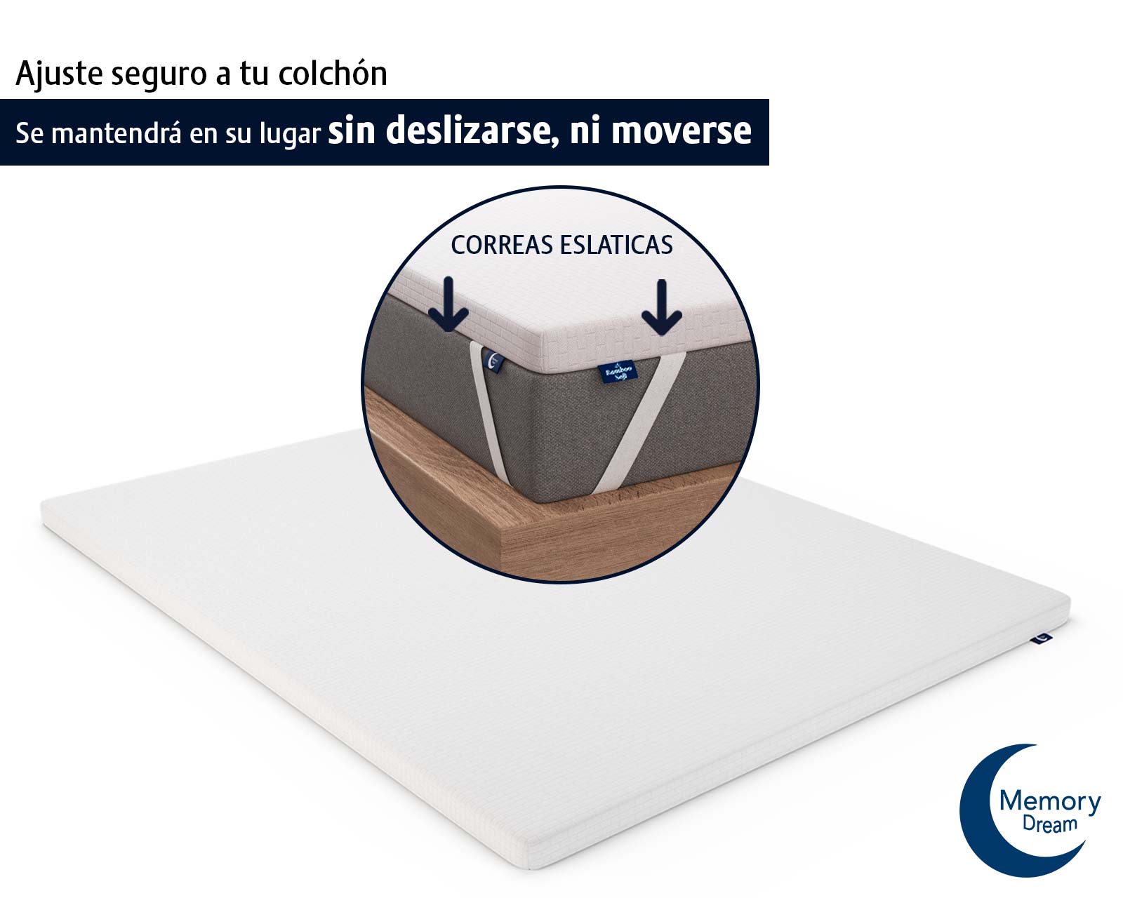 Foto 7 | Memory Dream, Colchoneta Matrimonial Sobrecolchón Con Tejido De Bamboo,memory Foam De 5 Cm, Con Funda Lavable