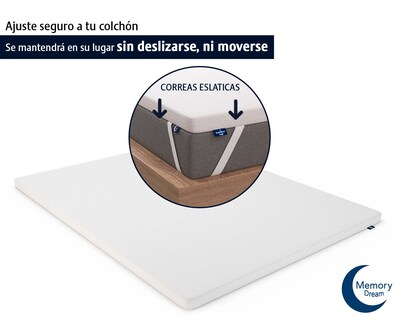 Foto 7 | Memory Dream, Colchoneta Matrimonial Sobrecolchón Con Tejido De Bamboo,memory Foam De 5 Cm, Con Funda Lavable