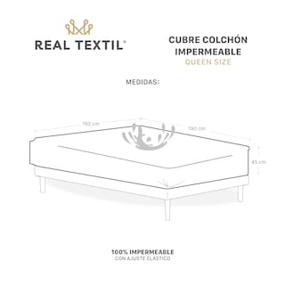 Foto 4 | Protector De Colchón Real Textil Queen Size Blanco 100% Impermeable