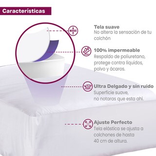 Foto 7 | Protector De Colchón Impermeable Cromo King Size Cubre Colchones De Hasta 40 Cm De Altura