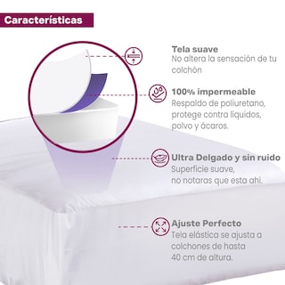 Foto 7 | Protector De Colchón Impermeable Cromo Matrimonial Cubre Colchones De Hasta 40 Cm De Altura