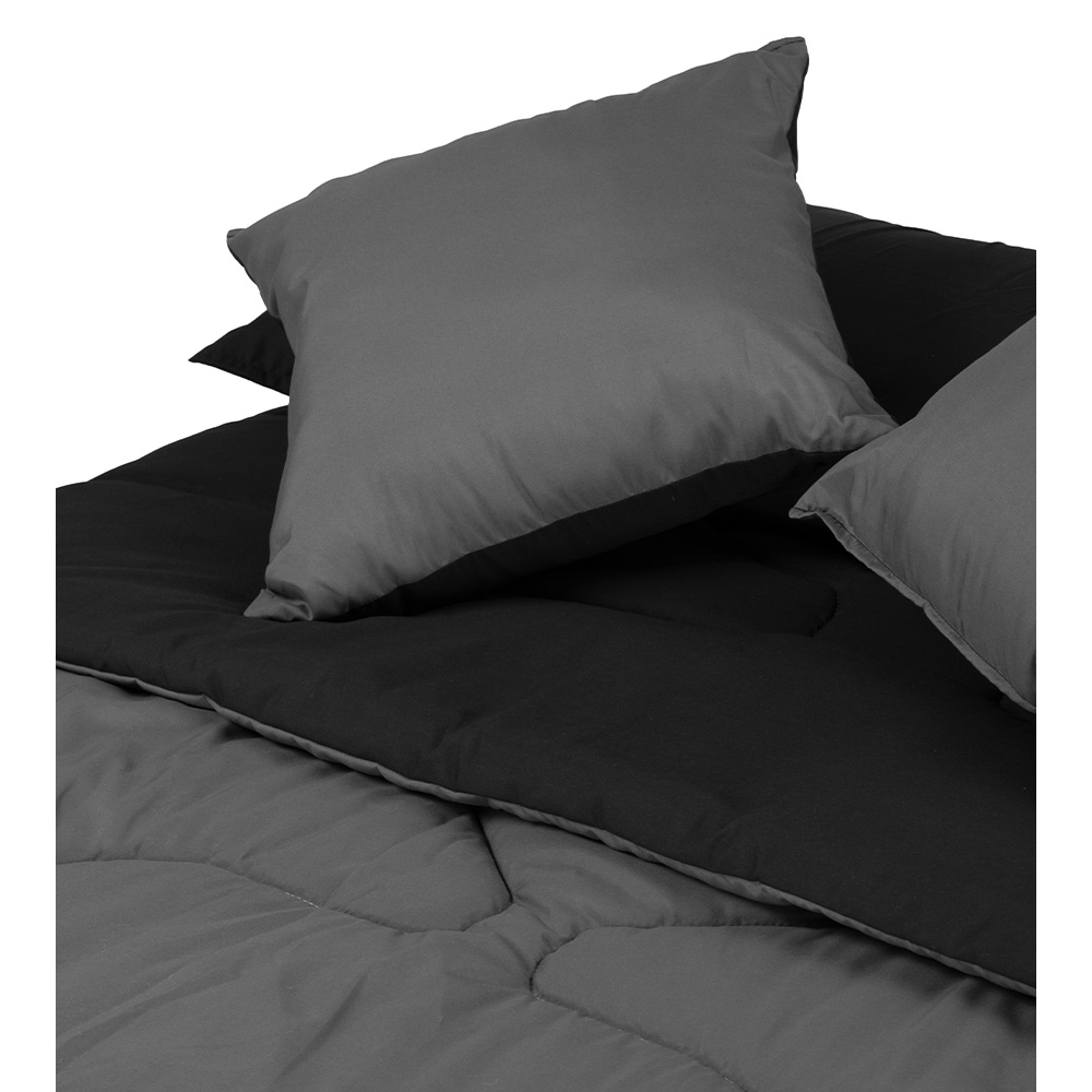 Foto 4 | Set de Edredón Doble Vista con 2 Fundas y 2Cojines Doble Vista Negro-Gris Queen Size