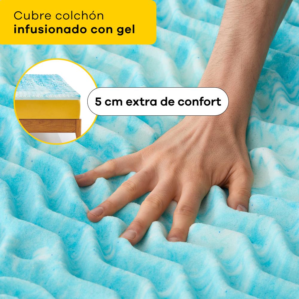 Foto 5 pulgar | Cubre Colchón Memory Foam Infusionado con Gel Colchoneta Memory Foam 5 cm Alarga la Vida de tu Colchón