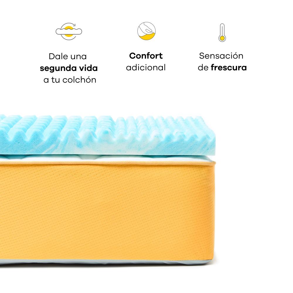 Foto 6 pulgar | Cubre Colchón Memory Foam Infusionado con Gel Colchoneta Memory Foam 5 cm Alarga la Vida de tu Colchón