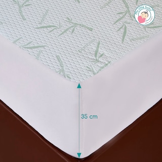 Foto 4 | Cubrecolchón Protector de Cama Matrimonial de Bambú Impermeable 3D Transpirable y Lavable
