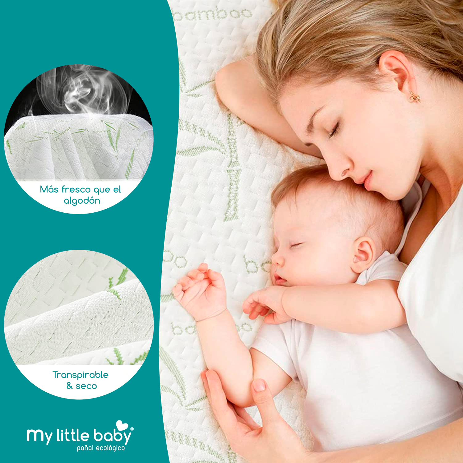 Foto 6 | Cubrecolchón Protector de Cama Matrimonial de Bambú Impermeable 3D Transpirable y Lavable