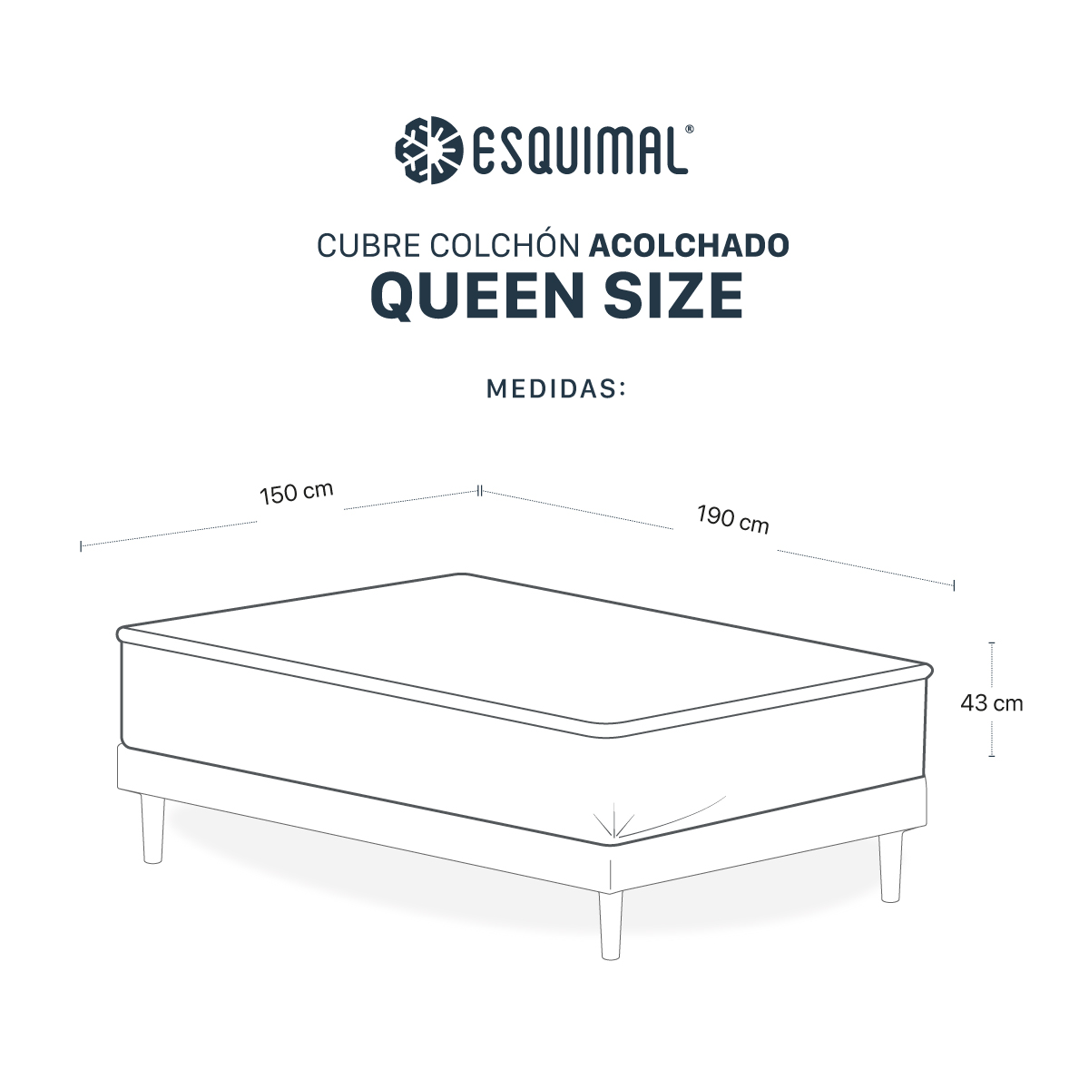 Foto 4 | Cubre Colchón  Acolchado 100% Algodón Esquimal Queen Size