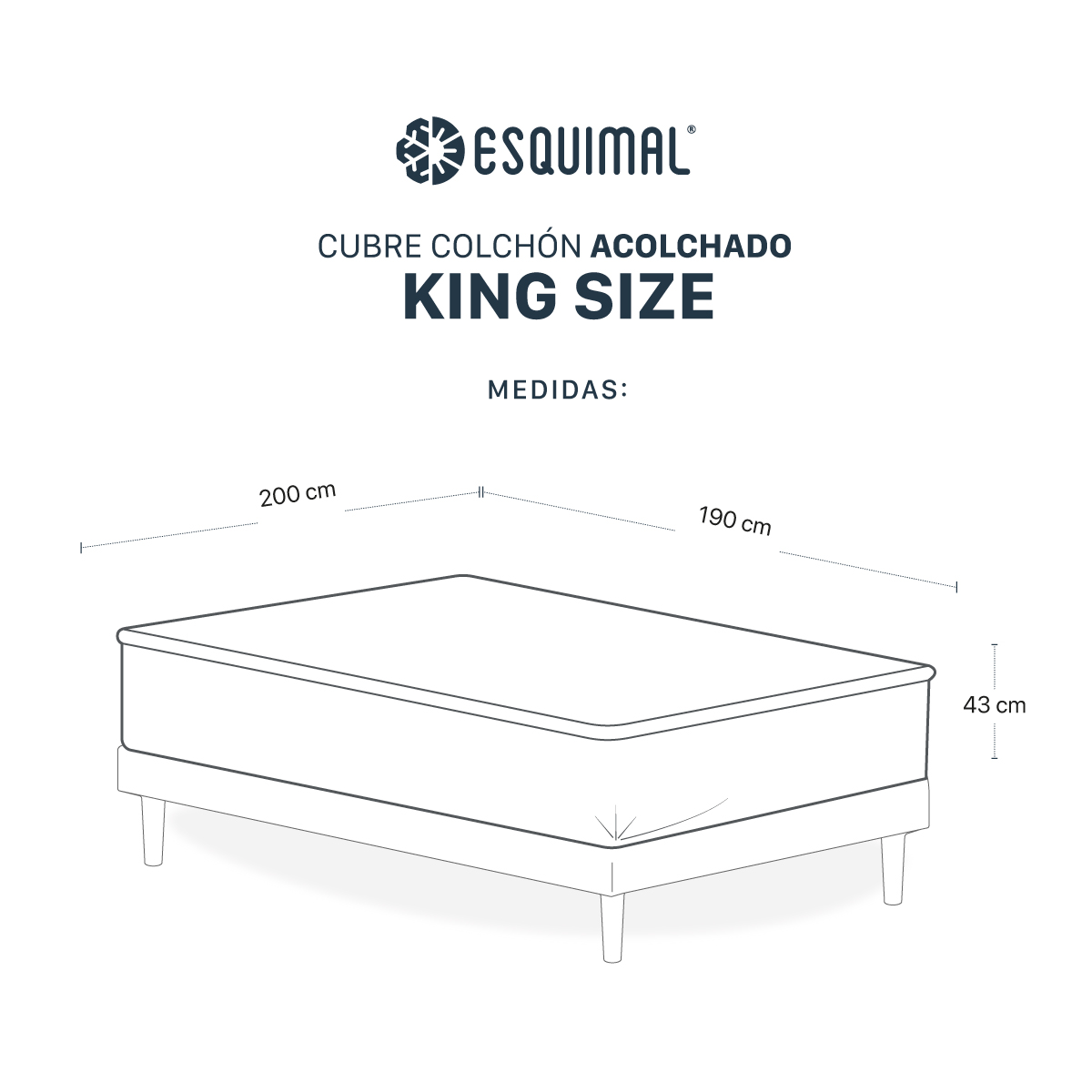 Foto 4 | Cubre Colchón  Acolchado 100% Algodón Esquimal King Size