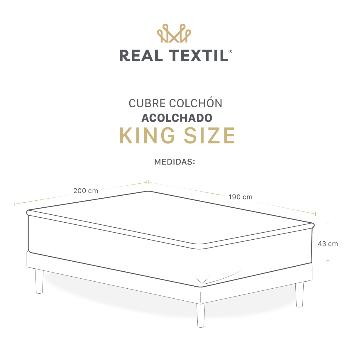 Foto 5 pulgar | Protector Cubre Colchón Acolchado Real Textil King Size