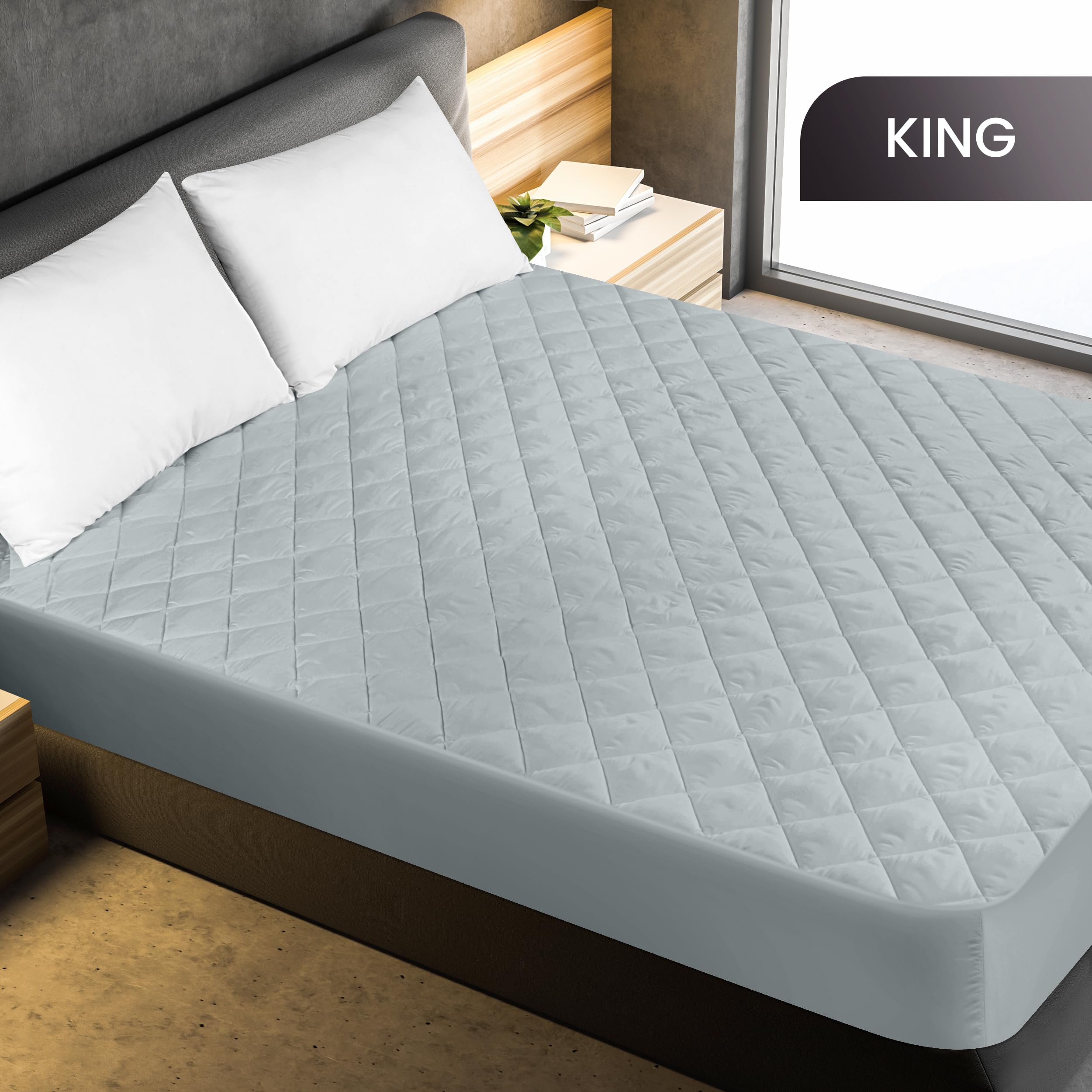 Foto 3 pulgar | Funda De Colchón Utopia Bedding Acolchada, Tamaño King Size, Gris Claro - Venta Internacional.