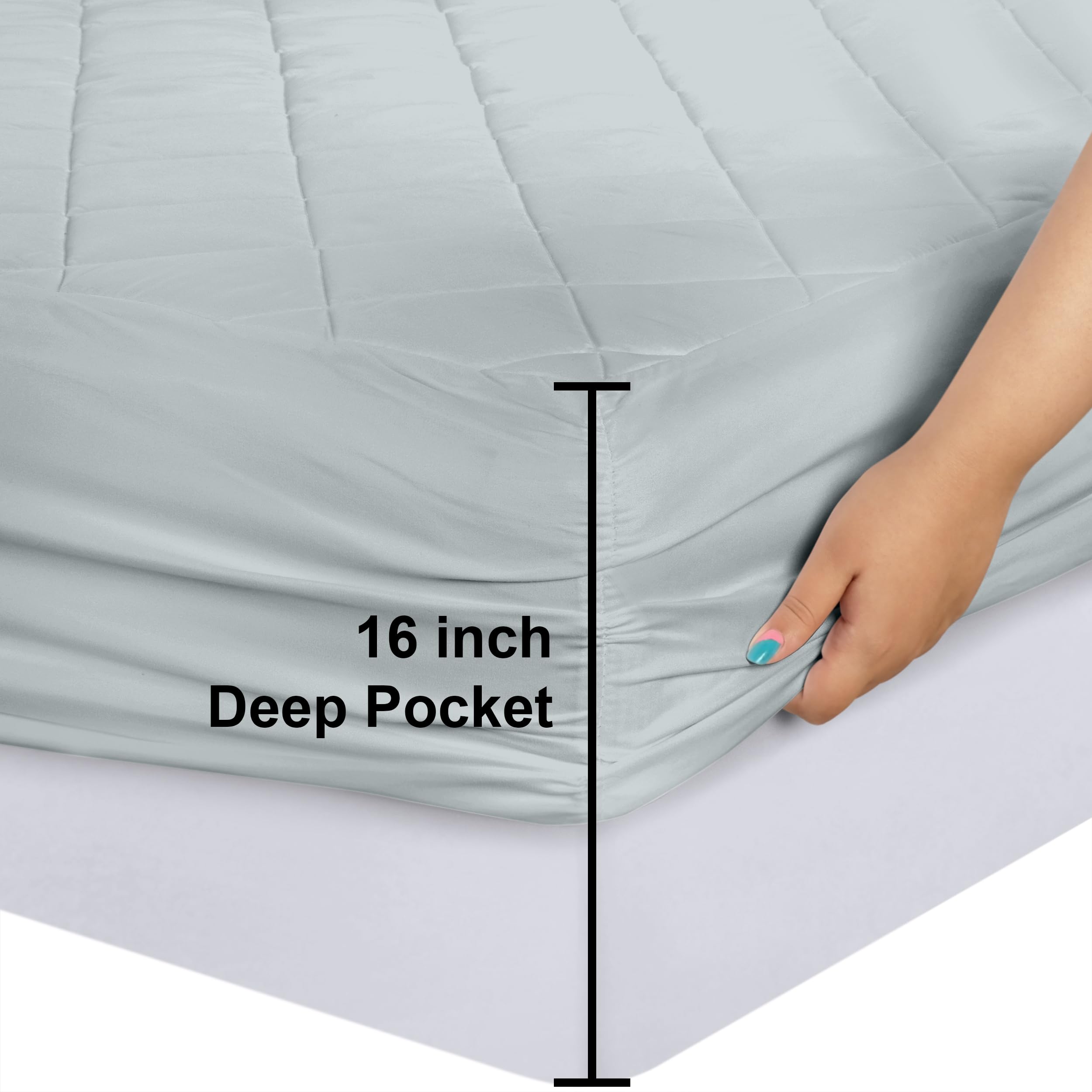 Foto 4 pulgar | Funda De Colchón Utopia Bedding Acolchada, Tamaño King Size, Gris Claro - Venta Internacional.