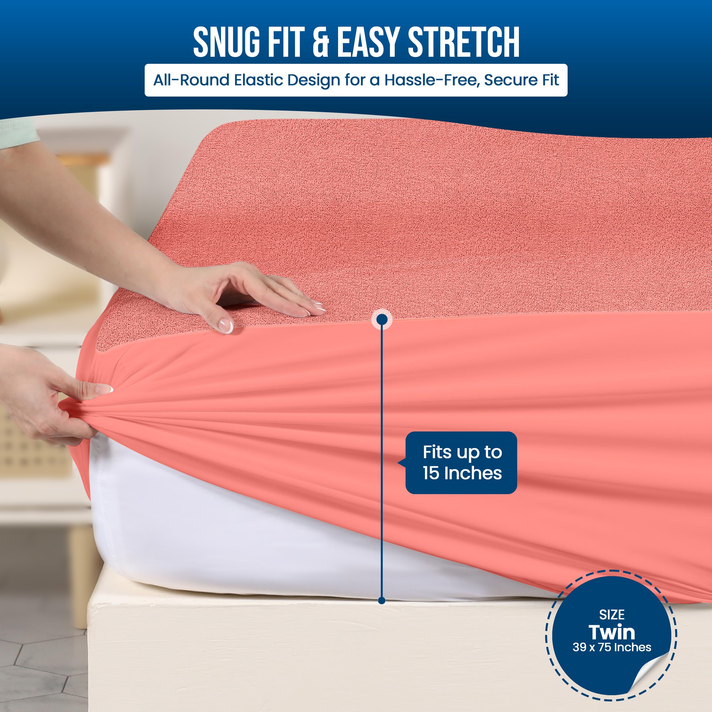 Foto 4 pulgar | Protector De Colchón Utopia Bedding Impermeable, Tamaño Doble - Venta Internacional.