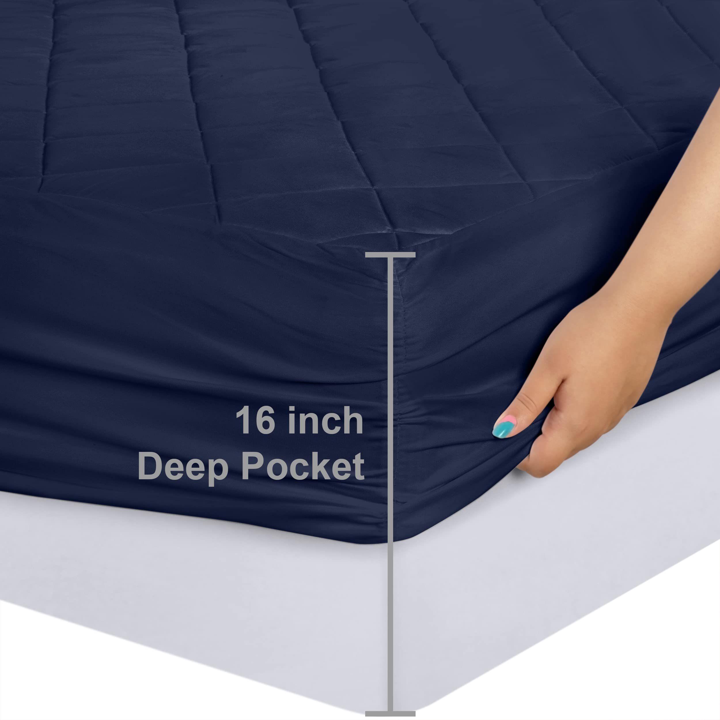 Foto 4 pulgar | Colchón Utopia Bedding Acolchado, Ajustado, Tamaño Doble, Azul Marino - Venta Internacional.