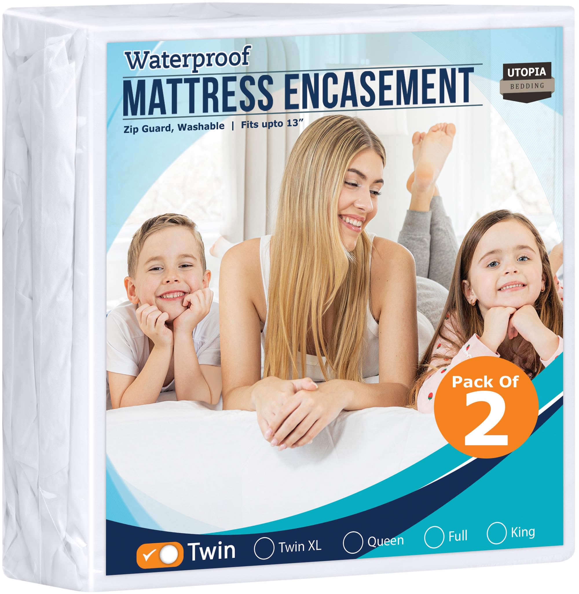 Colchón Utopia, Ropa De Cama Impermeable, Paquete Doble De 2 - Venta Internacional.