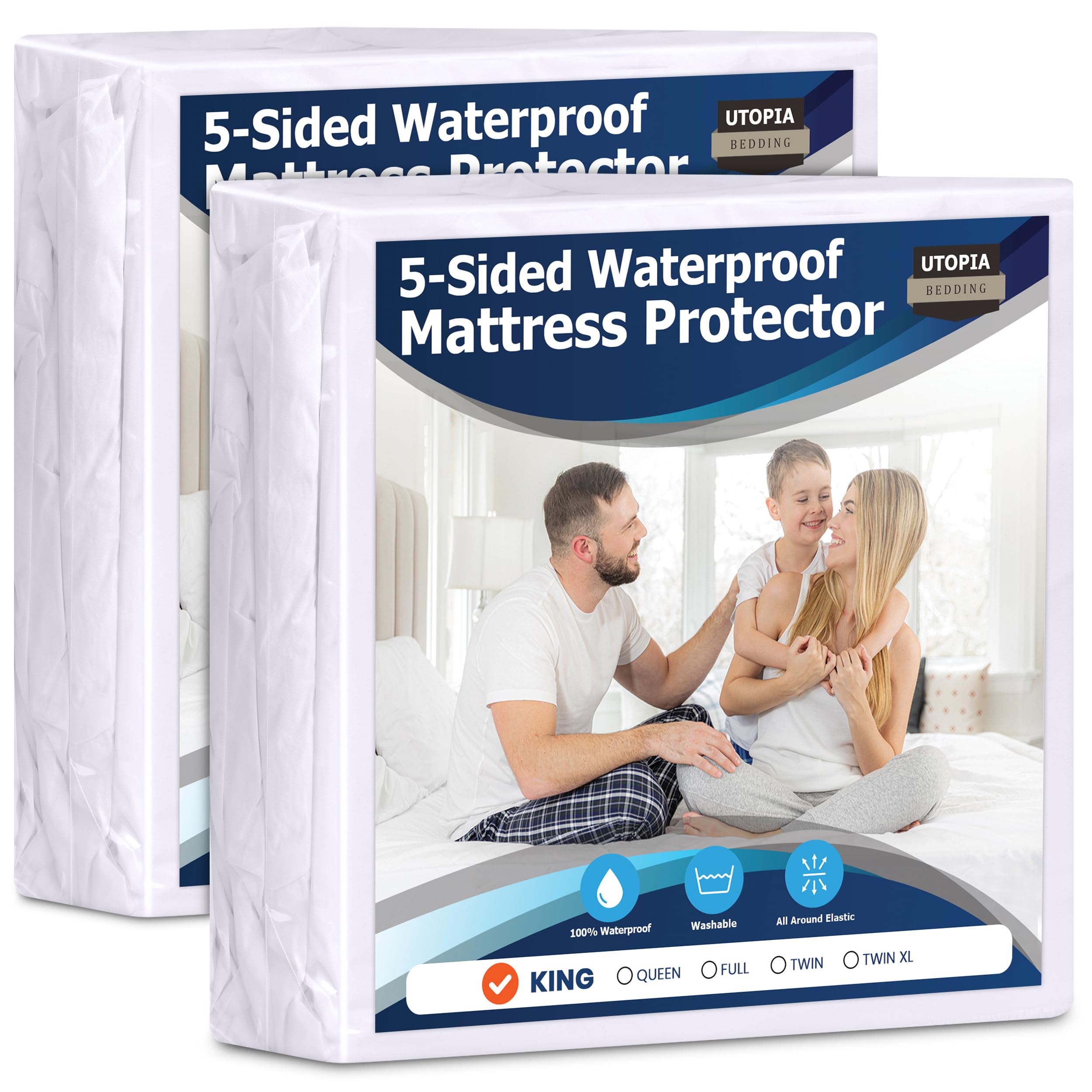 Foto 2 pulgar | Protector De Colchón Utopia Bedding, Impermeable, Tamaño King, X2 - Venta Internacional.