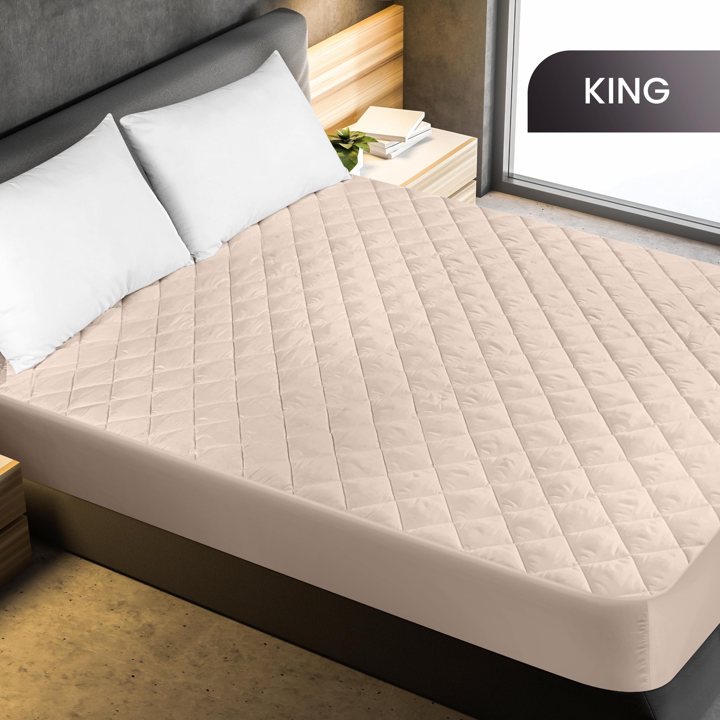 Foto 3 pulgar | Funda De Colchón Utopia Bedding Acolchada, Tamaño King, Color Beige - Venta Internacional.