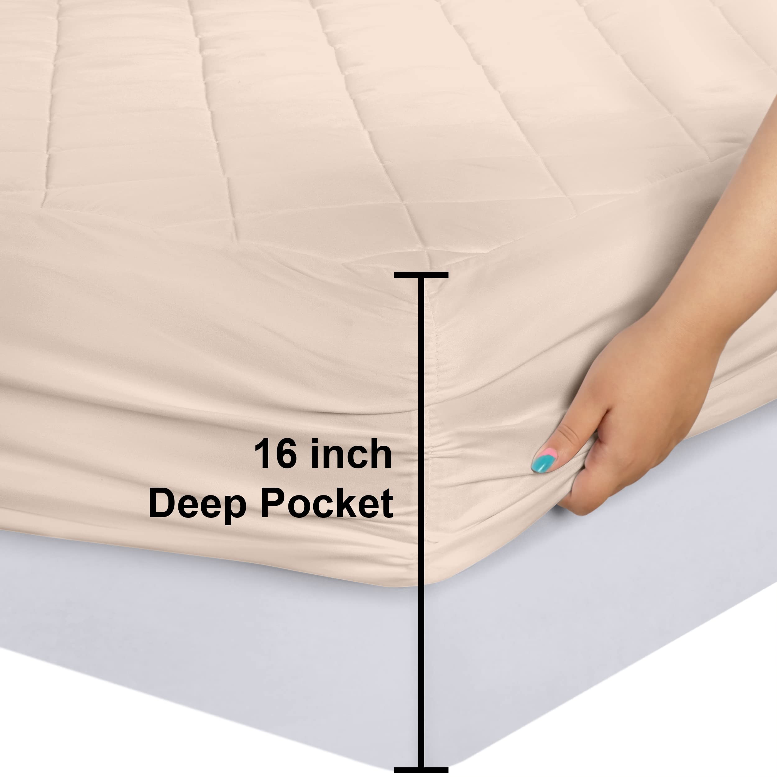 Foto 4 pulgar | Funda De Colchón Utopia Bedding Acolchada, Tamaño King, Color Beige - Venta Internacional.