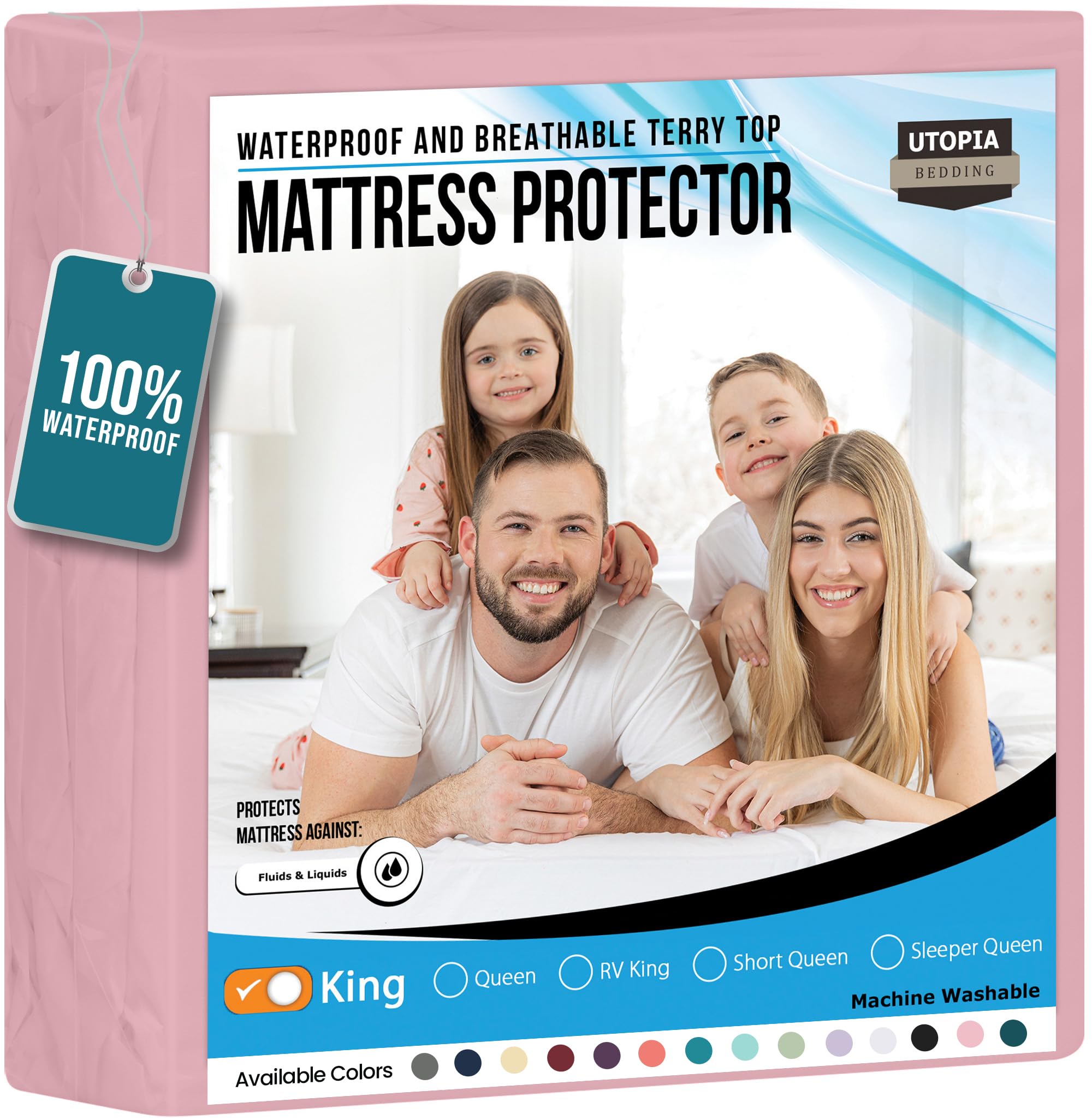 Protector De Colchón Impermeable Utopia Bedding King Size - Venta Internacional.