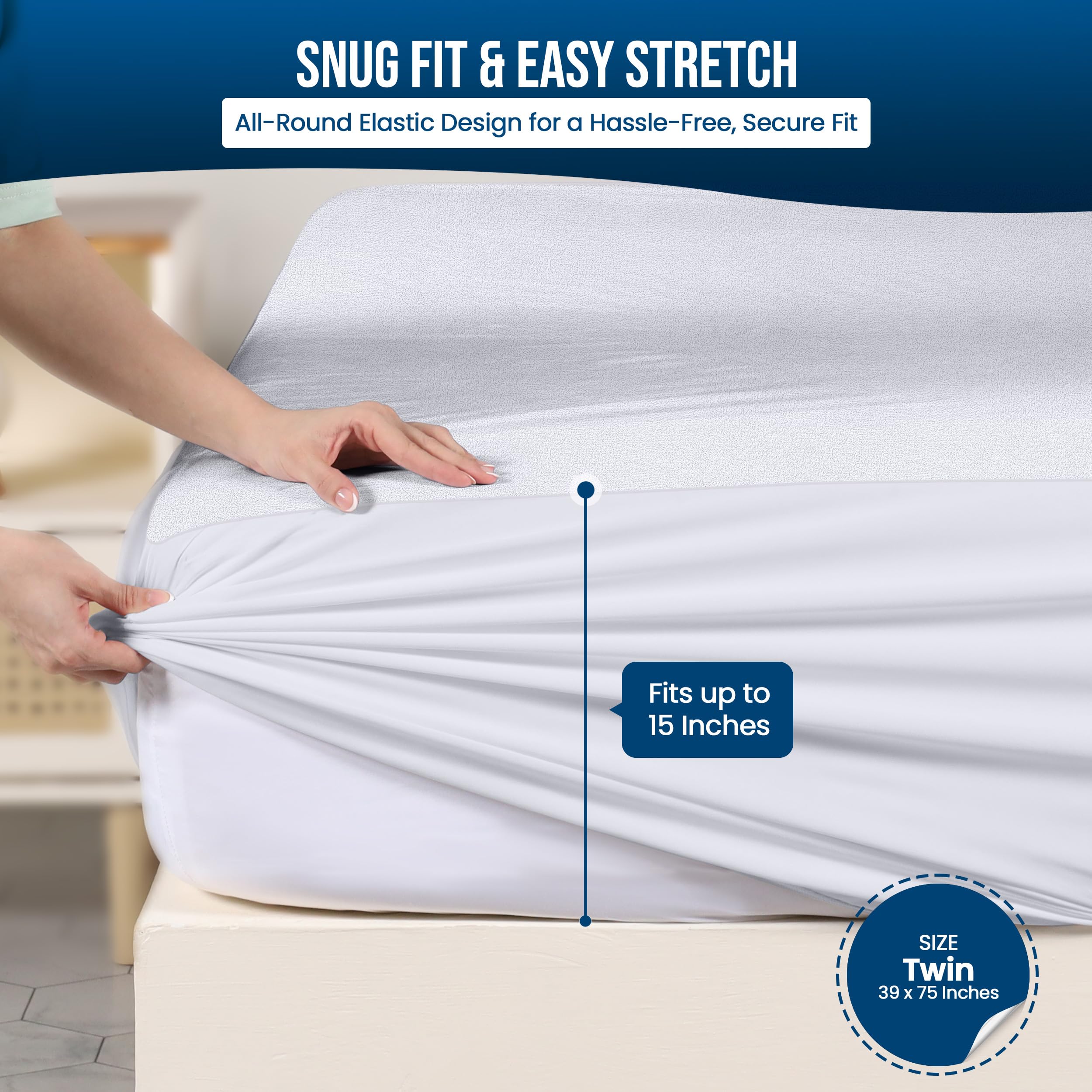 Foto 4 pulgar | Protector De Colchón Utopia Bedding Impermeable, Tamaño Doble - Venta Internacional.