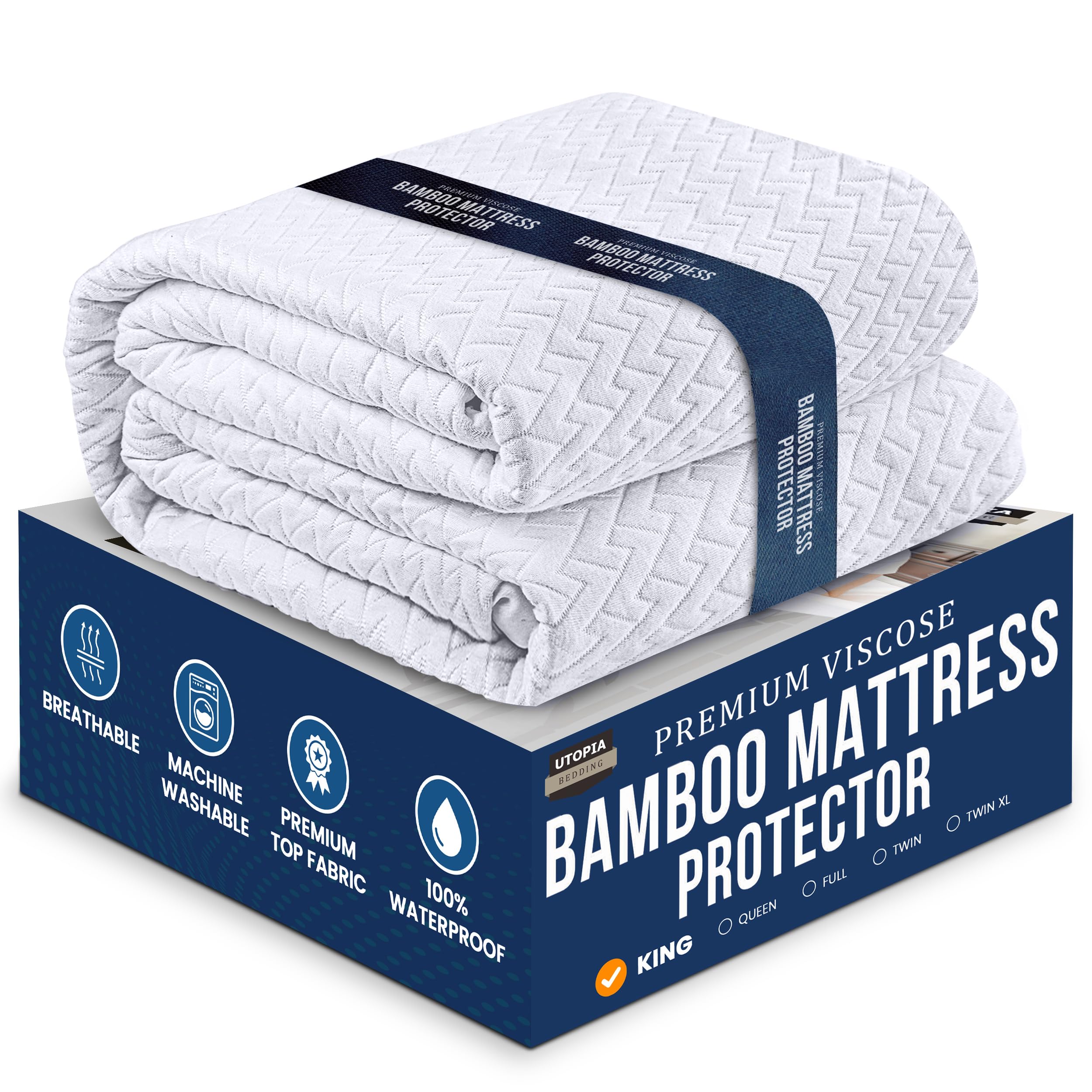 Protector De Colchón Impermeable Utopia Bedding King Size - Venta Internacional.