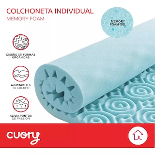 Foto 4 | Colchoneta Memory Foam 7 Zonas Top Sobre Colchón Individual
