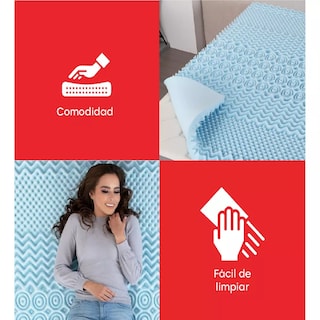 Foto 5 | Colchoneta Memory Foam 7 Zonas Top Sobre Colchón Individual