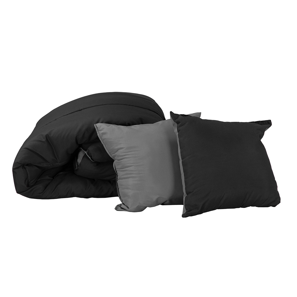 Couzy Set De Edredon Doble Vista. Incluye: Funda (1) Y Cojin Doble Vista (1) Microfibra-150 Gramos Negro-gris Oxf