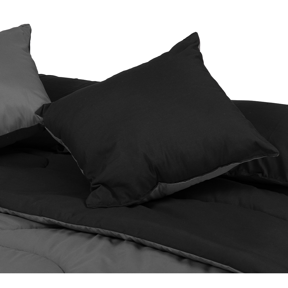 Foto 5 | Couzy Set De Edredon Doble Vista. Incluye: Funda (1) Y Cojin Doble Vista (1) Microfibra-150 Gramos Negro-gris Oxf
