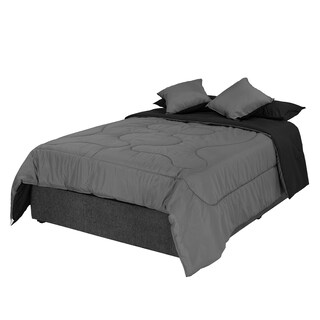 Foto 3 | Couzy Set De Edredon Doble Vista. Incluye: Funda (2) Y Cojin Doble Vista (2) Microfibra-150 Gramos Negro-gris Oxfo