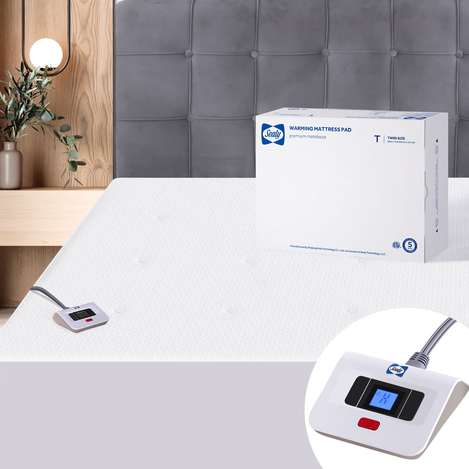 Foto 1 | Protector De Colchón Con Calefacción Sealy Twin, Con 10 Ajustes De Calor Y Cierre Automático - Venta Internacional.