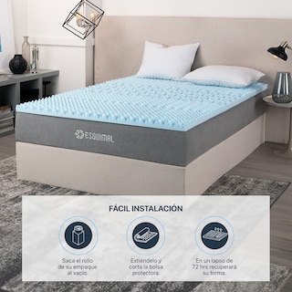 Foto 7 | Colchoneta Topper Esquimal Individual, 7 Zonas De Confort, Memory Foam 5 Cm Azul