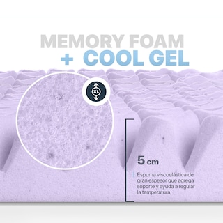 Foto 3 | Colchoneta Topper Esquimal Queen Size, 7 Zonas De Confort, Memory Foam 5 Cm Lavanda