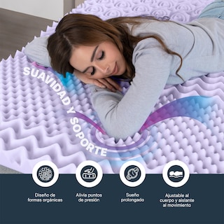 Foto 6 | Colchoneta Topper Esquimal Queen Size, 7 Zonas De Confort, Memory Foam 5 Cm Lavanda