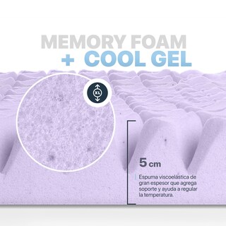Foto 3 | Colchoneta Topper Esquimal Matrimonial, 7 Zonas De Confort, Memory Foam 5 Cm Lavanda
