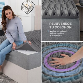 Foto 5 | Colchoneta Topper Esquimal Queen Size, 7 Zonas De Confort, Memory Foam 7.6 Cm Gris