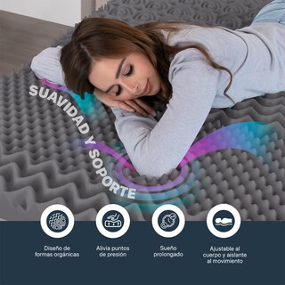 Foto 6 | Colchoneta Topper Esquimal Queen Size, 7 Zonas De Confort, Memory Foam 7.6 Cm Gris