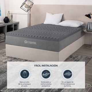Foto 7 | Colchoneta Topper Esquimal Queen Size, 7 Zonas De Confort, Memory Foam 7.6 Cm Gris
