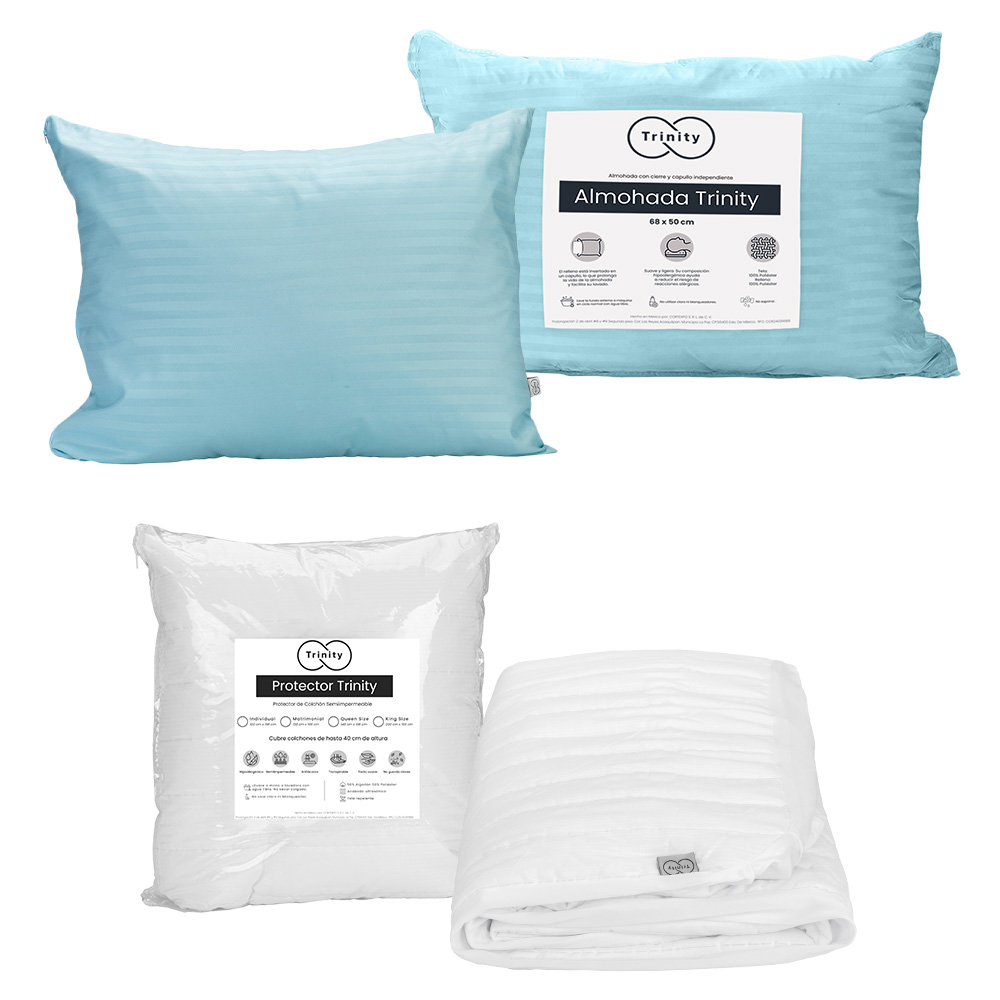 Foto 2 pulgar | Protector Trinity Color Blanco Individual + Almohada Trinity