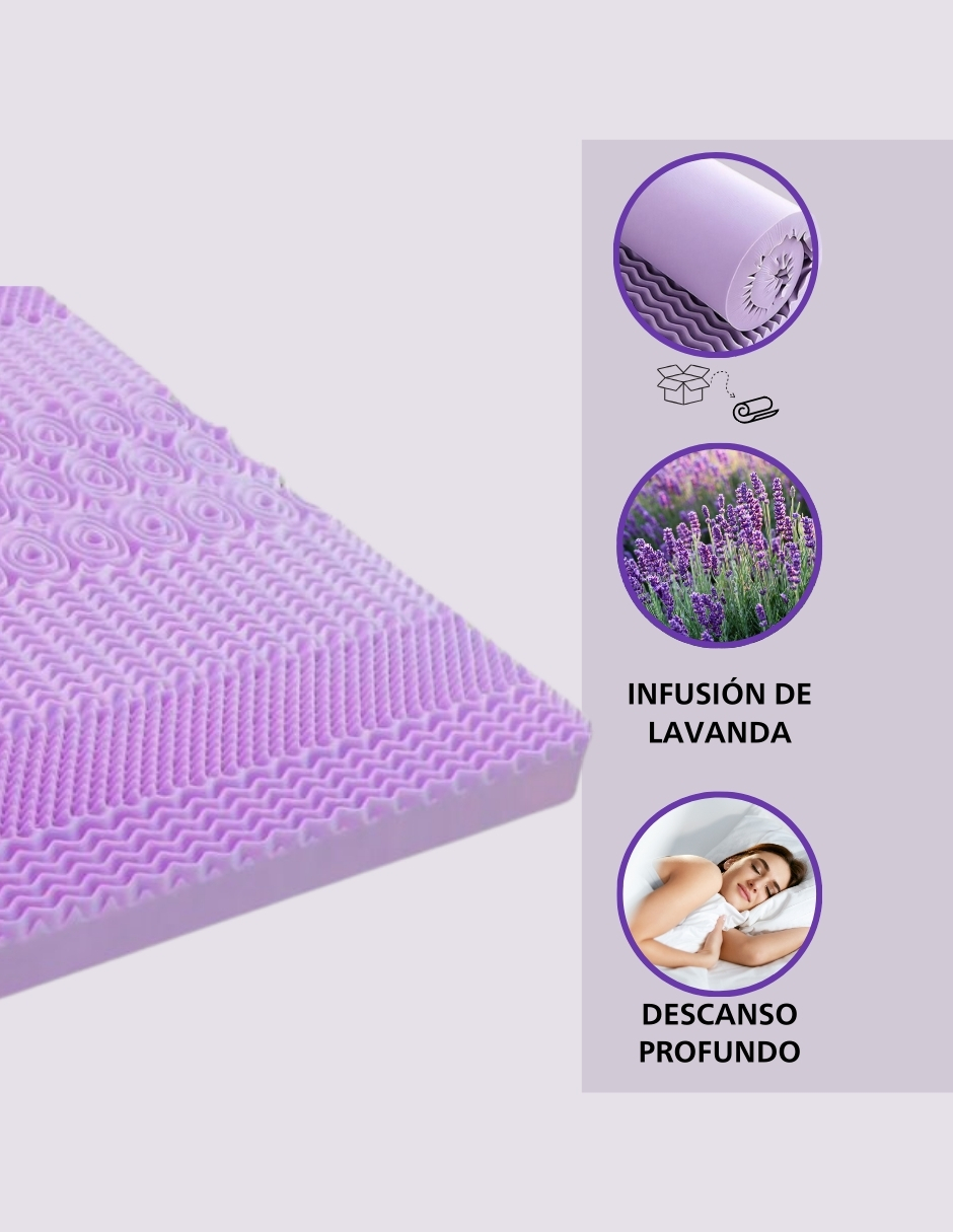Foto 2 | Colchoneta Memory Foam Lavanda 7 Zonas Sobrecolchón King