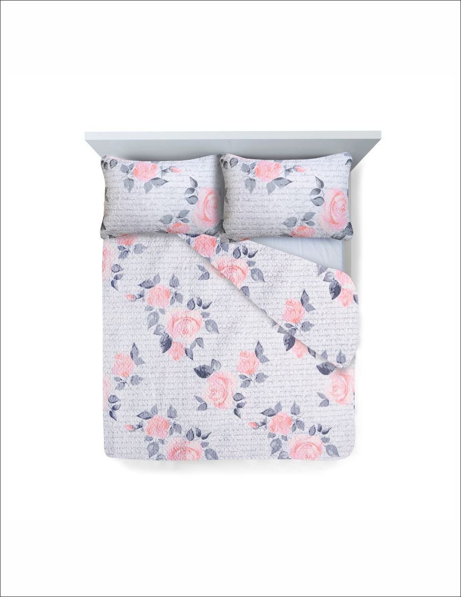 Set de Edredón Reversible Mat Floral Tesso Home color Blanco