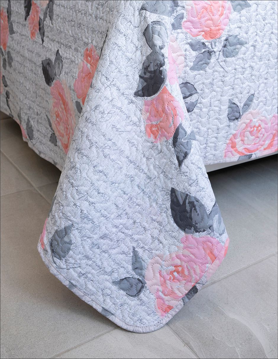 Foto 4 pulgar | Set de Edredón Reversible Mat Floral Tesso Home color Blanco