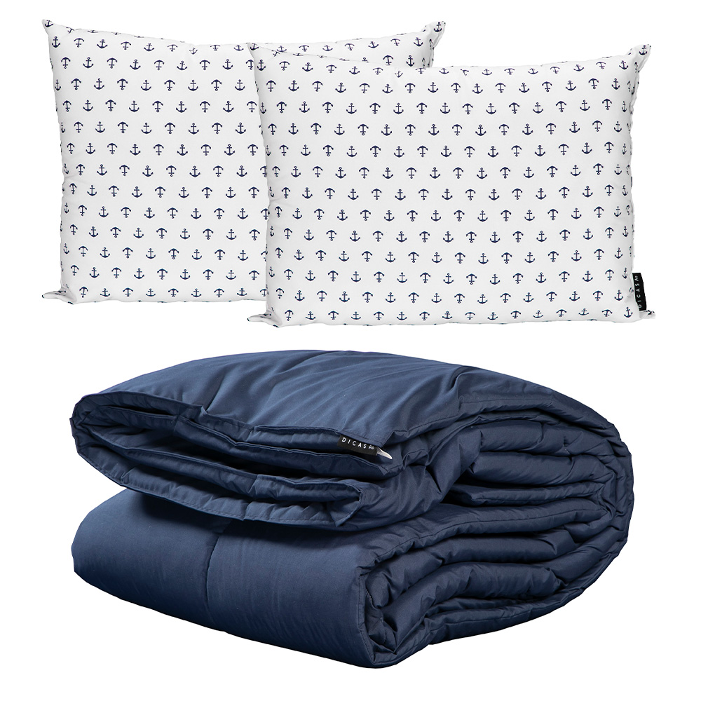 Set Edredón Dicasa Homy color Azul King Size más Almohada 2 Pack 3 PZAS