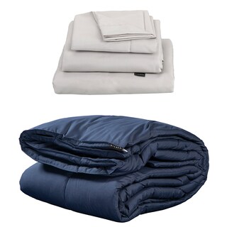 Foto 1 | Set Edredón Queen Size Dicasa Homy color Azul y Sábanas Softy Gris 2 Piezas