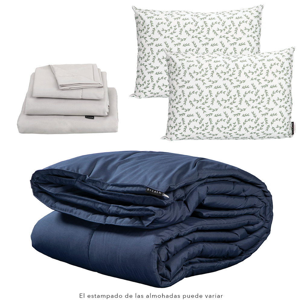 Foto 1 | Set de Edredón Matrimonial Sábanas y Almohadas 2 pack Dicasa Homy Color Azul
