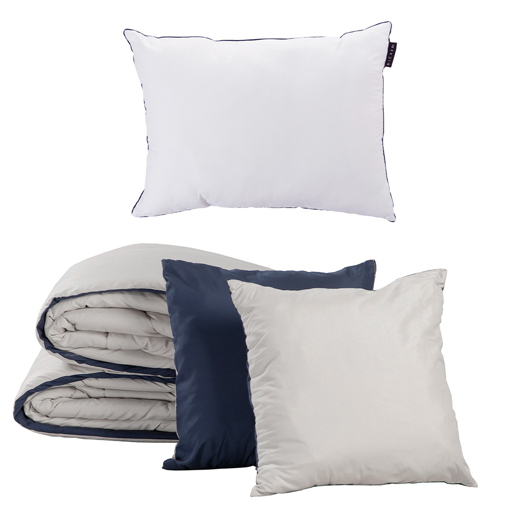 Set de Edredón Individual Dicasa Couzy colores Azul y Gris Dos Vistas + Almohada One
