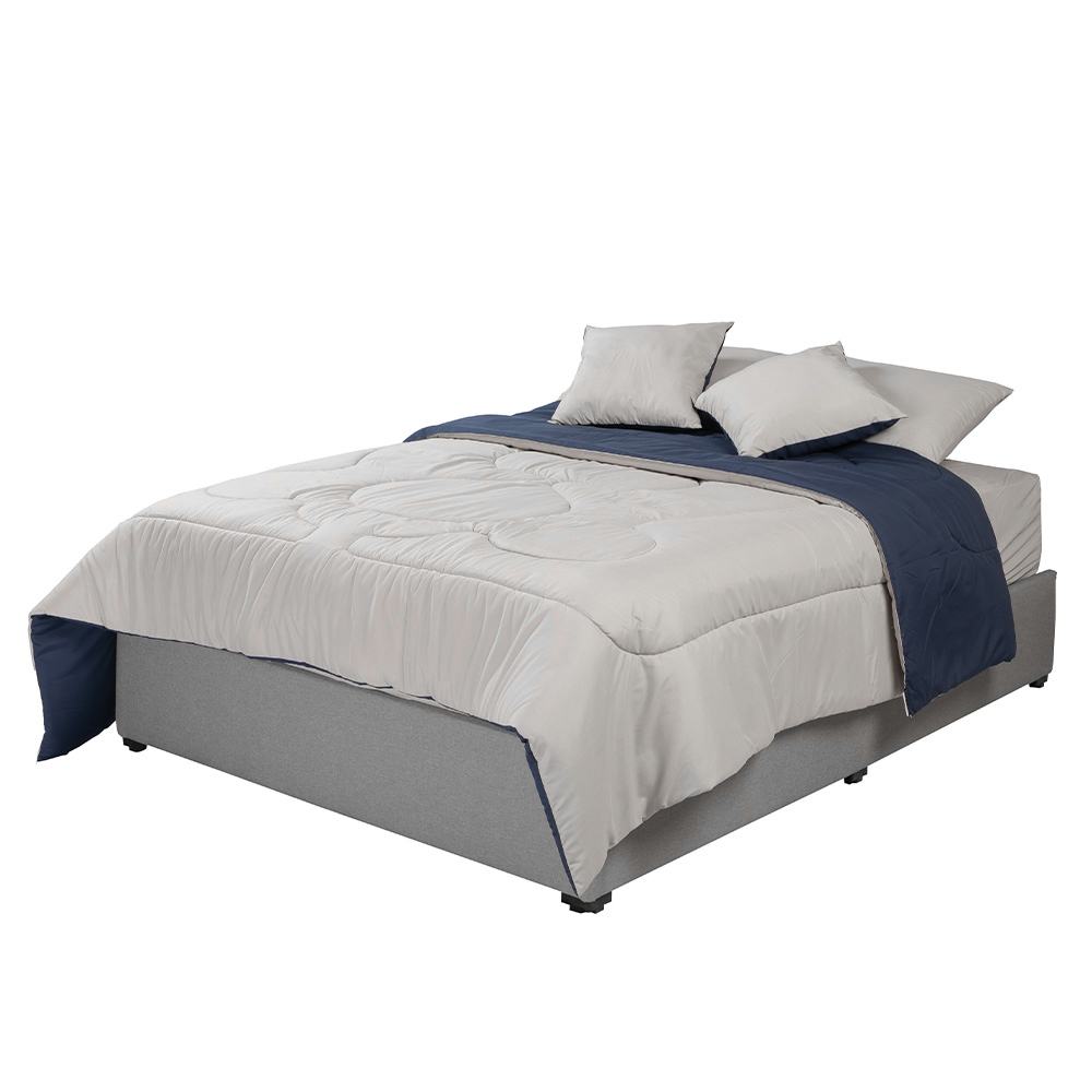 Foto 4 pulgar | Set de Edredón Matrimonial/Queen Size Dicasa Couzy colore Azul y Gris Dos Vistas + 2 Almohadas