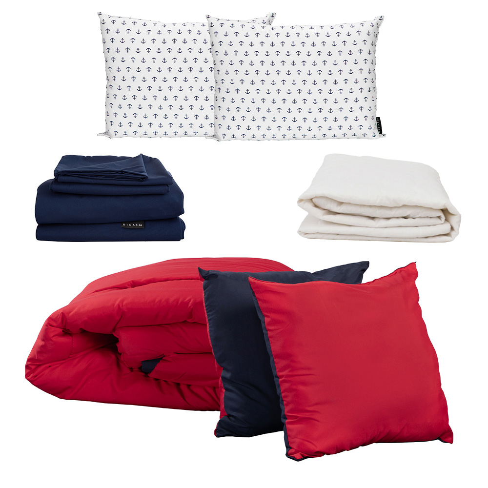 Edredón King Size Dicasa + Sábanas Softy + Protector y Almohadas 2 Piezas