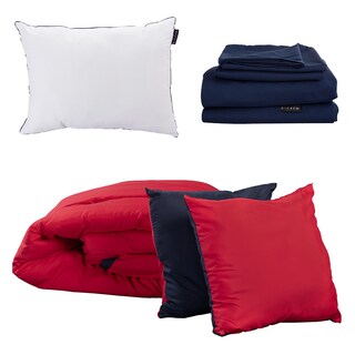 Foto 1 | Set de Edredón Dicasa Couzy Dos Vistas Rojo y Azul Marino Individual + Sábanas Softy Azul + Almohada One